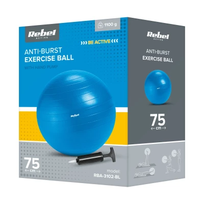 Rebel RBA-3102 Gymnastická lopta 75 cm s ručnou pumpou, modrá