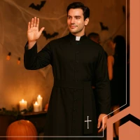 Ruhhy 26174 Karnevalový kostým kňaza XL/XXL, čierny