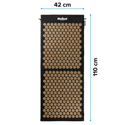 Rebel RBA-6012-GL Akupresurní masážní podložka EKO + polštářek 110 x 42 cm, černozlatá