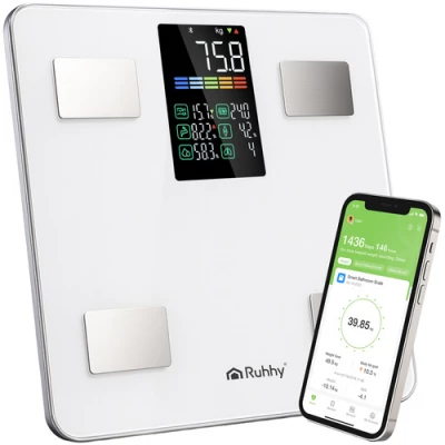 Ruhhy 20676 Analytická osobní váha 226 kg, BMI, bílá