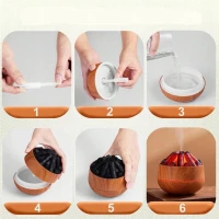 Verk 24648 Dekorativní RGB LED zvlhčovač vzduchu s efektem ohniště, světle hnědý 