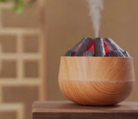 Verk 24648 Dekorativní RGB LED zvlhčovač vzduchu s efektem ohniště, světle hnědý 