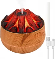 Verk 24648 Dekorativní RGB LED zvlhčovač vzduchu s efektem ohniště, světle hnědý 