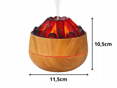 Verk 24648 Dekorativní RGB LED zvlhčovač vzduchu s efektem ohniště, světle hnědý 