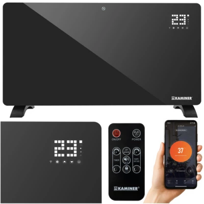 Kaminer 26572 Inteligentný sklenený konvektor s WiFi, 2500 W, čierny