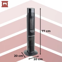 Kaminer 26401 Sloupový elektrický ohřívač s efektem plamene, 2000 W, dálkový ovládač