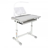 KIK KX2974 Nastavitelný dětský psací stůl s židlí a LED lampou, bílošedý