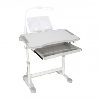 KIK KX2974 Nastavitelný dětský psací stůl s židlí a LED lampou, bílošedý