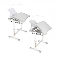 KIK KX2974 Nastavitelný dětský psací stůl s židlí a LED lampou, bílošedý
