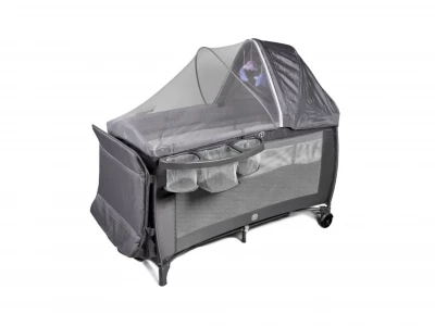 KIK KX2982 Dětská cestovní postýlka s přebalovacím pultem, šedá