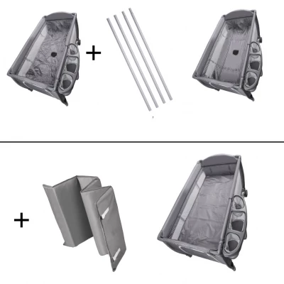 KIK KX2982 Dětská cestovní postýlka s přebalovacím pultem, šedá