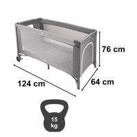 KIK KX2973 Skládací cestovní postýlka s matrací, max. 15 kg, šedá