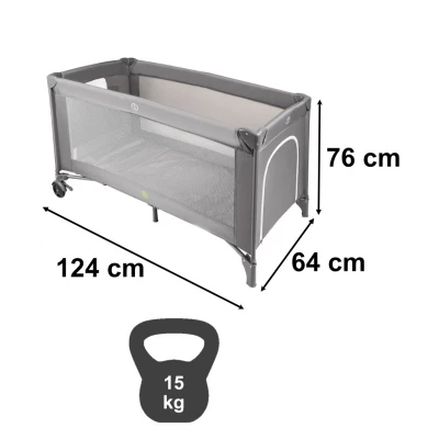 KIK KX2973 Skládací cestovní postýlka s matrací, max. 15 kg, šedá