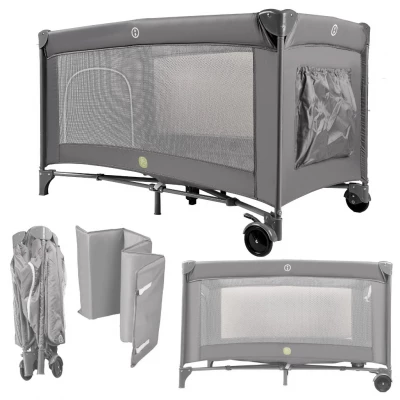 KIK KX2973 Skládací cestovní postýlka s matrací, max. 15 kg, šedá