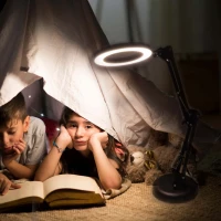 KIK KX2987 Multifunkční kosmetická lampa s lupou 12W, USB, černá