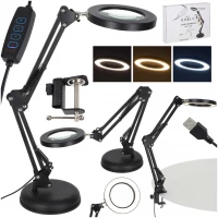 KIK KX2987 Multifunkční kosmetická lampa s lupou 12W, USB, černá