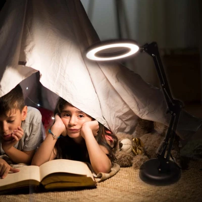 KIK KX2987 Multifunkční kosmetická lampa s lupou 12W, USB, černá