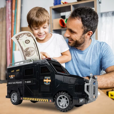 MalPlay Dětská auto kasička na ukládání peněz pomocí hesla a otisku prstu