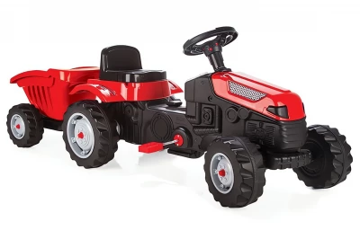 MalPlay Dětský šlapací traktor s přívěsem XXL, červený