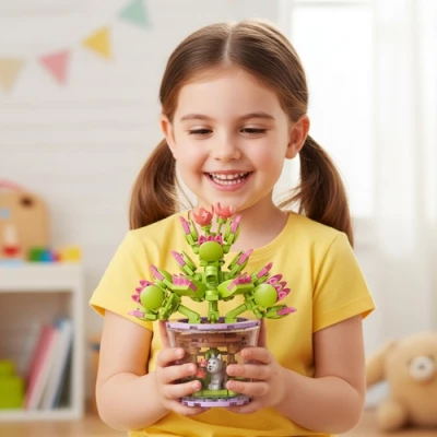 Kruzzel 26459 Kreativní 3D stavebnice Bonsai Květina – 172 dílků