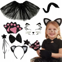 Kruzzel 26745 Karnevalový kostým kočka 3 - 10 let, 7-dílný 