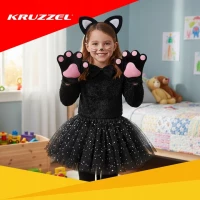 Kruzzel 26745 Karnevalový kostým kočka 3 - 10 let, 7-dílný 