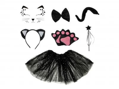 Kruzzel 26745 Karnevalový kostým kočka 3 - 10 let, 7-dílný 