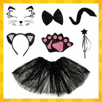 Kruzzel 26745 Karnevalový kostým kočka 3 - 10 let, 7-dílný 