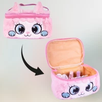 MalPlay Dětská kosmetická sada v plyšové taštičce, růžová kočička