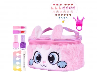 MalPlay Dětská kosmetická sada v plyšové taštičce, růžová kočička