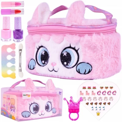 MalPlay Dětská kosmetická sada v plyšové taštičce, růžová kočička
