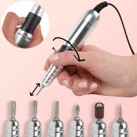 MalTec Bruska na nehty s nástavci, 35000 rpm, 68W, ND-3, bílá