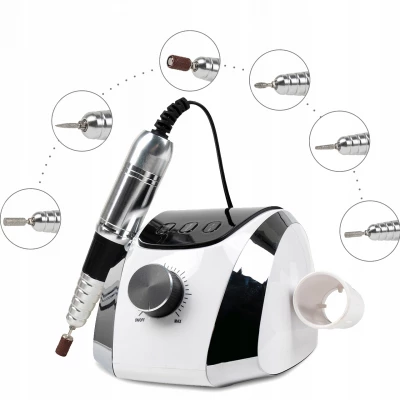 MalTec Bruska na nehty s nástavci, 35000 rpm, 68W, ND-3, bílá
