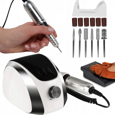 MalTec Bruska na nehty s nástavci, 35000 rpm, 68W, ND-3, bílá