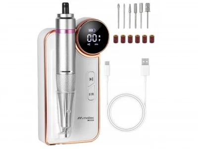 MalTec Bruska na nehty s nástavci, 35 000 rpm, 24W, ND-6, stříbrná