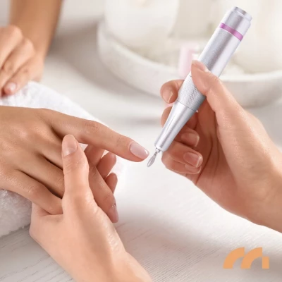 MalTec Bruska na nehty s nástavci, 35 000 rpm, 24W, ND-6, stříbrná