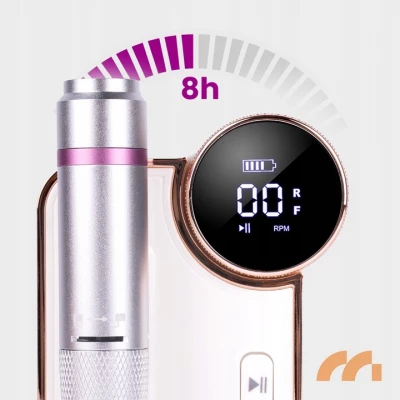 MalTec Bruska na nehty s nástavci, 35 000 rpm, 24W, ND-6, stříbrná