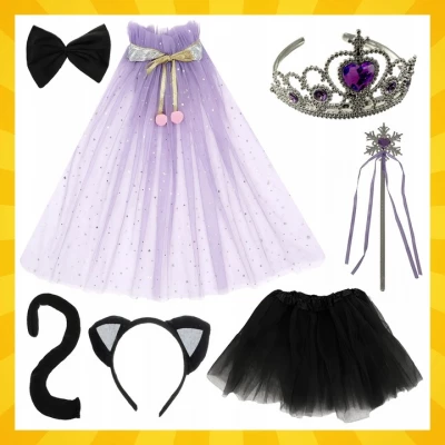 Kruzzel 26474 Karnevalový kostým kočičí princezna 3 - 10 let, 7-dílný 