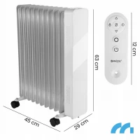 MalTec Olejový radiátor s WiFi, ProOil 2500 W, 11 žeber, bílý