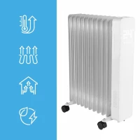 MalTec Olejový radiátor s WiFi, ProOil 2500 W, 11 žeber, bílý