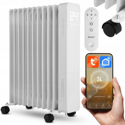 MalTec Olejový radiátor s WiFi, ProOil 2500 W, 11 žeber, bílý