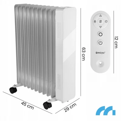 MalTec Olejový radiátor s WiFi, ProOil 2500 W, 11 žeber, bílý