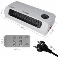 MalTec PT3800Wt Nástenný teplovzdušný ventilátor, 2000 W, biely