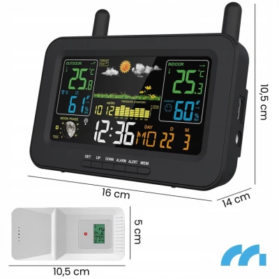 MalTec Meteorologická stanice s barevným displejem, černá
