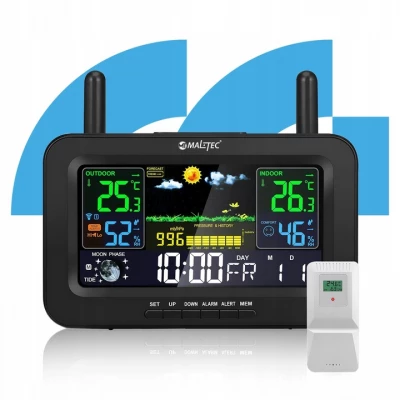 MalTec Meteorologická stanice s barevným displejem, černá
