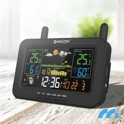 MalTec Meteorologická stanice s barevným displejem, černá