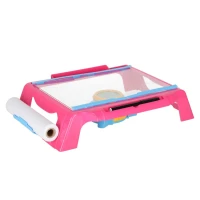 KIK KX2933 Dětský projektor – kreslící stolík se šablonami a fixami, růžová