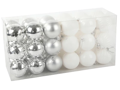 Verk 26103 Sada vánočních baněk 36 ks, 6 cm, stříbrné,bílé