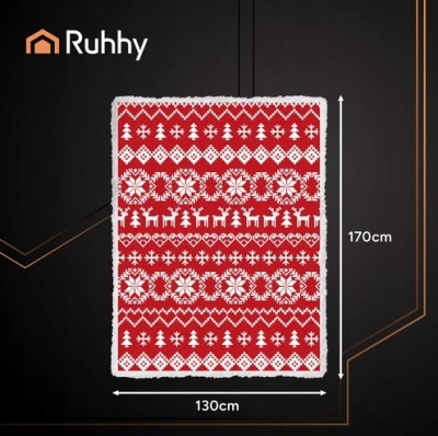 Ruhhy 26610 Deka s vánočním motivem 130 x 170 cm, červená