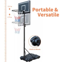 eCa AR13 Nastaviteľný basketbalový kôš na kolieskach 179 - 213 cm